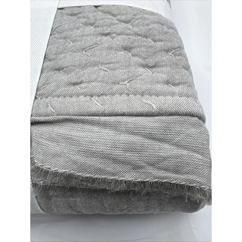 Pottery Barn Standard Pillow Sham Eucalyptus Green Cotton Melange Quilted Stitch